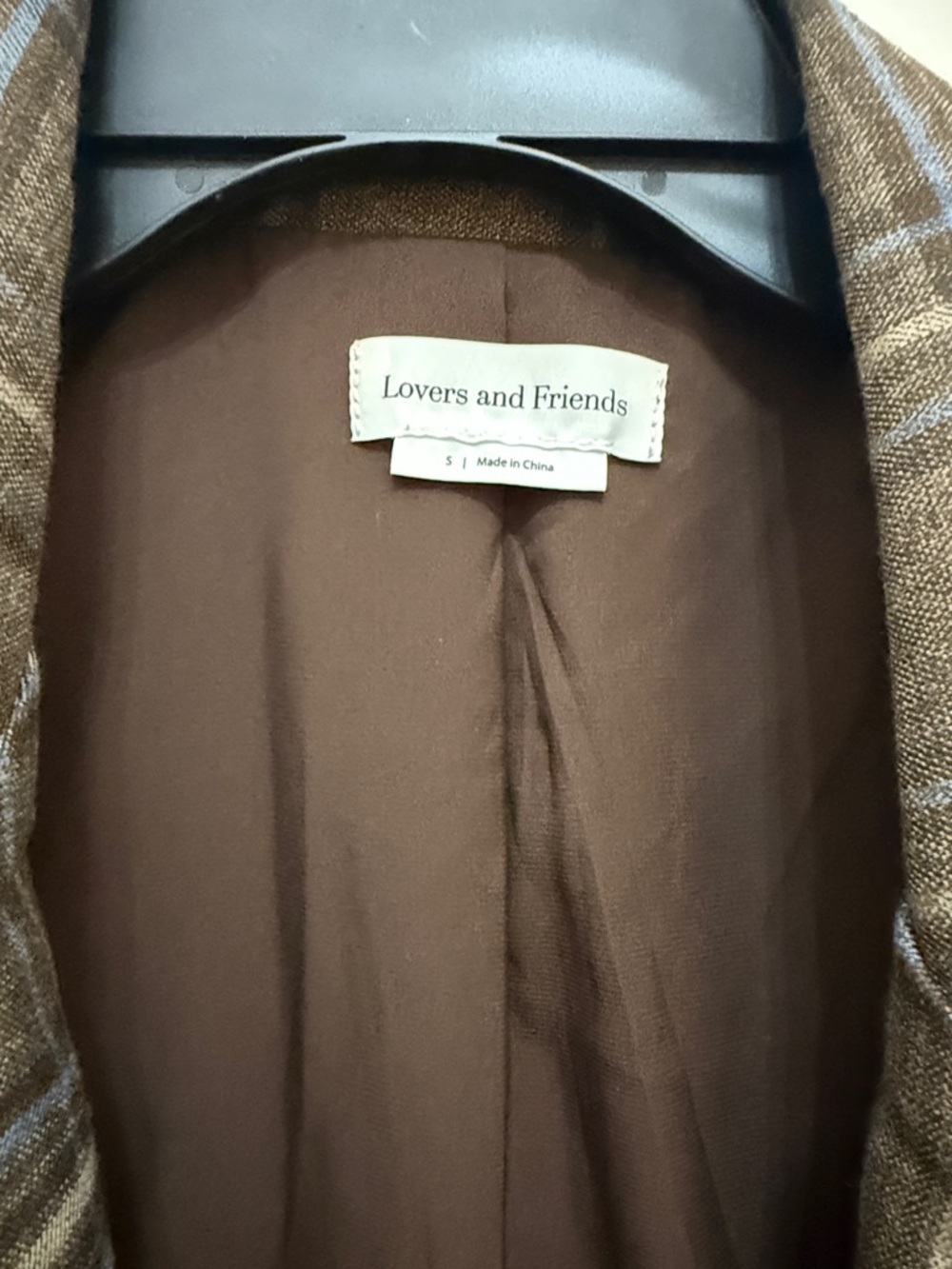 Lovers + Friends Plaid Brown/blue Oversized Blazer Jacket - Women's size small - Picture 4 of 16